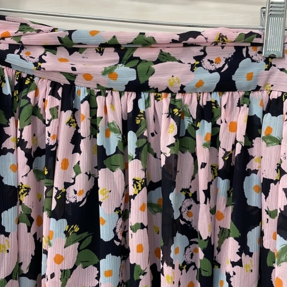J.Crew Full Length Lined Black Pink Floral Skirt w/ Pockets Women's Size 00 EUC - Picture 2 of 4